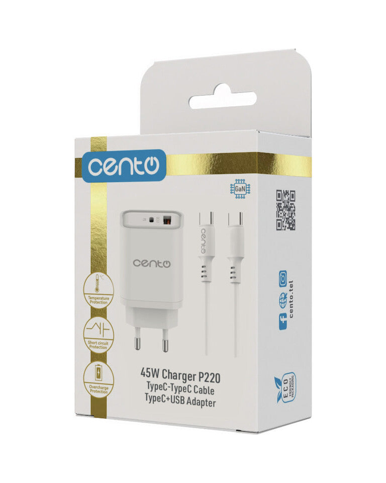 Incarcator CENTO P220 FAST (GaN) TipC (TipC+USB 45W) LCINCVOIAJP220CALB 6-3410378