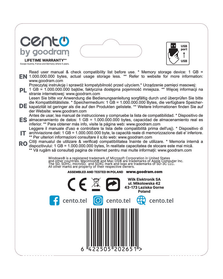 Stick CENTO 064GB (USB2.0) LUUSB64 2-9088685