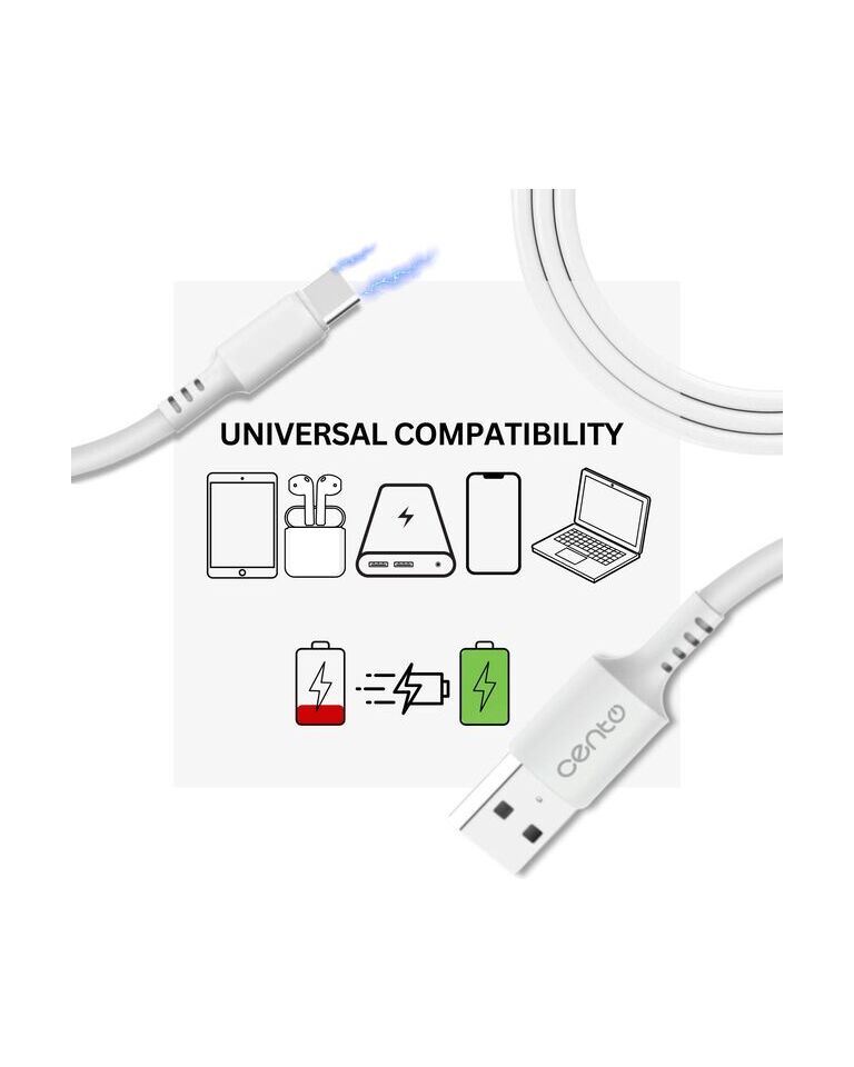 Cablu CENTO C100 FAST TipC-USB Alb LCCAB100CUWHI 4-2180468
