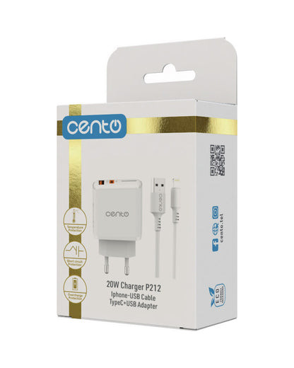 Incarcator CENTO P212 FAST Iphone (TipC+USB 20W) LCINCVOIAJP212IALB 6-614886