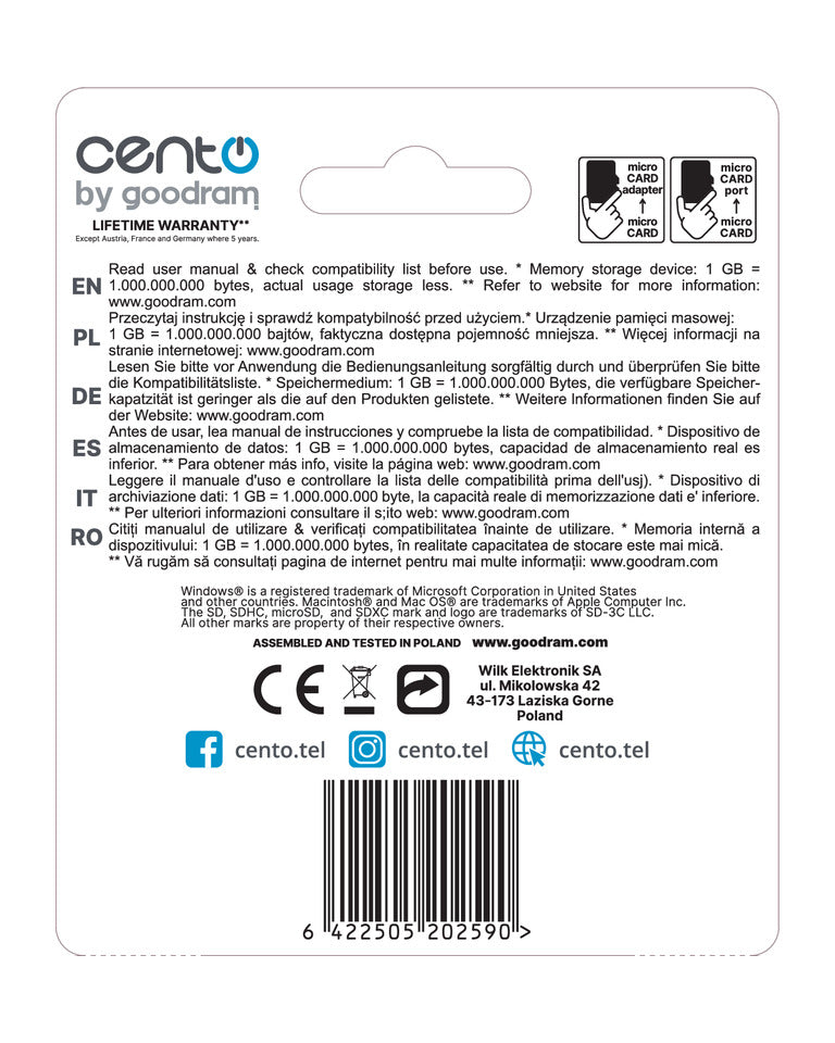 Card CENTO MicroSD C10 016GB LMMCZ16 2-9088685
