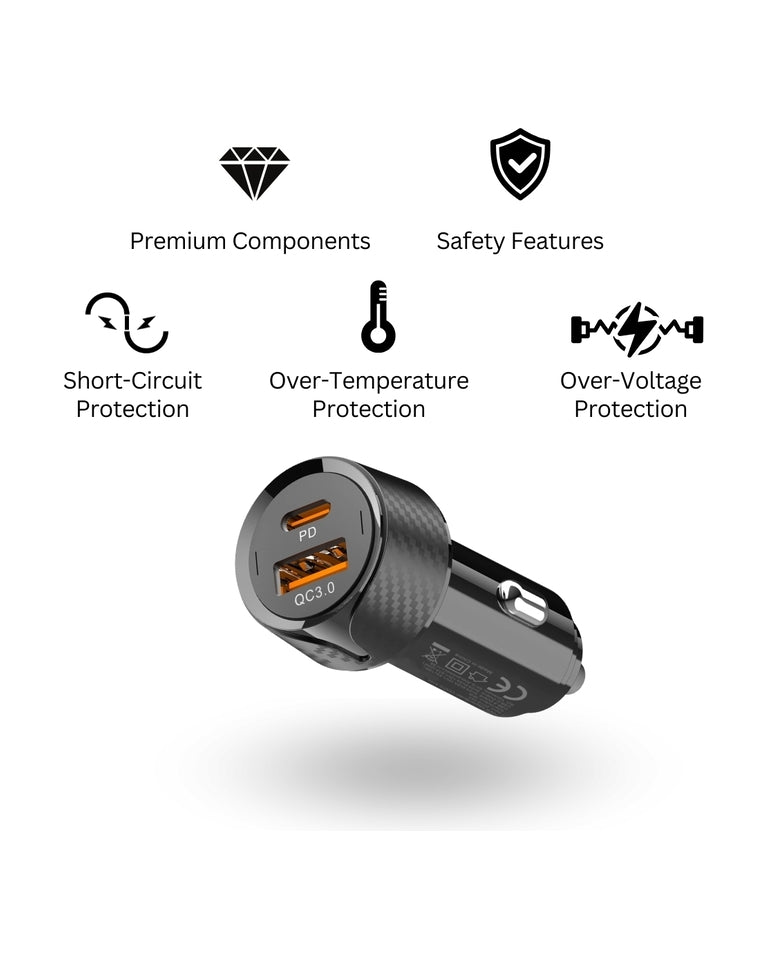 Adaptor Auto CENTO A100 FAST TipC+USB 38W LPADACARA100 3-151007