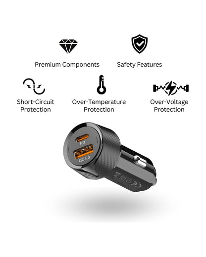 Adaptor Auto CENTO A100 FAST TipC+USB 38W LPADACARA100 3-151007