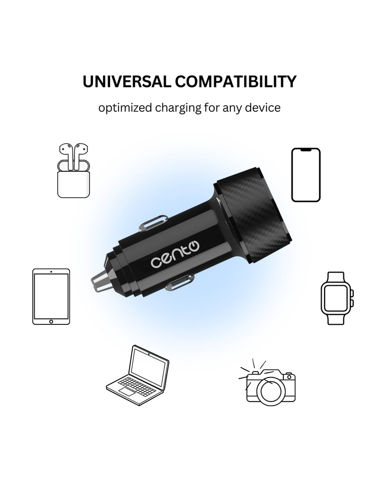 Adaptor Auto CENTO A100 FAST TipC+USB 38W LPADACARA100 4-151007