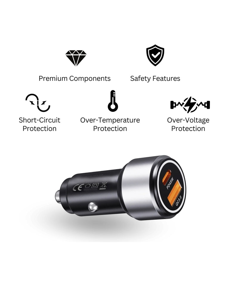 Adaptor Auto CENTO A102 FAST TipC+USB 65W LPADACARA102 3-3410378