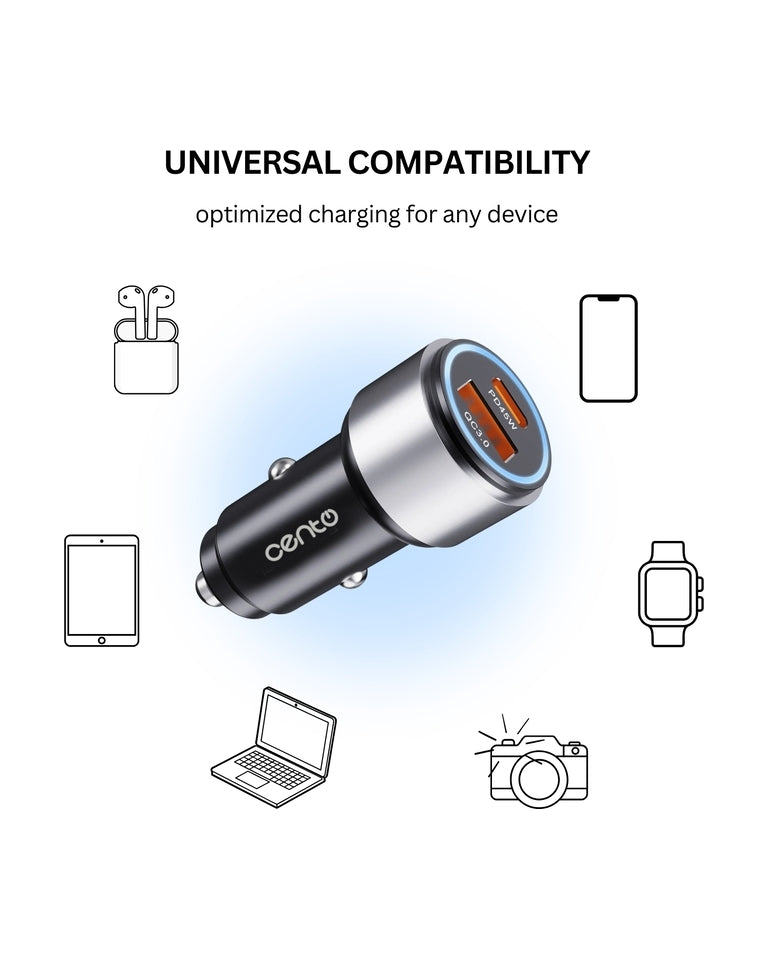 Adaptor Auto CENTO A102 FAST TipC+USB 65W LPADACARA102 4-3410378
