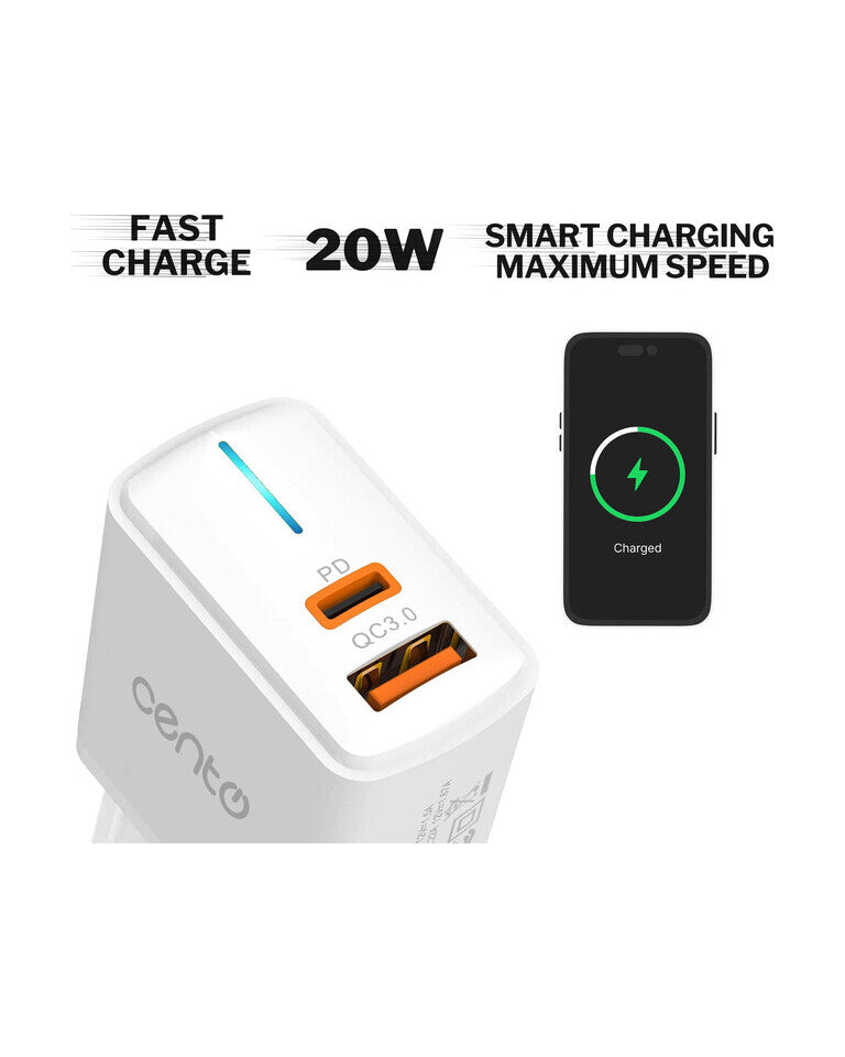 Adaptor Retea CENTO P212 FAST TipC+USB 20W LPADP212PQWHI 3-3078215