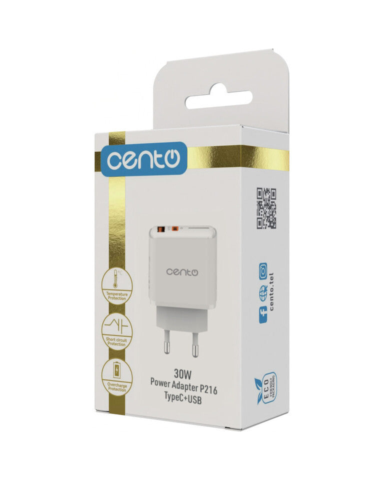 Adaptor Retea CENTO P216 FAST TipC+USB 30W LPADP216PQWHI 6-5895715